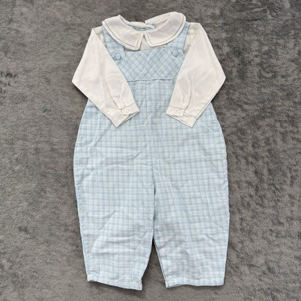 Petit Ami Longall Romper Baby Boys 12 Months Gingham Plaid Collared